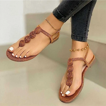 Load image into Gallery viewer, Plus Size Sandals Beach Shoes Summer Women Flat Split Toe Sandals +