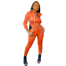 Load image into Gallery viewer, Diamond Pockets Set of 2 Pieces Sweatsuit - Zipper Hooded Sweatshirt - Pencil Pants Tracksuit Set (+)