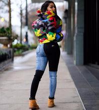 Load image into Gallery viewer, Camouflage Print Winter Bubble Coat - Female Cropped Puffer Jacket - Trendy Winter Coat - Multicolored Camouflage Jacket +