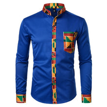 Load image into Gallery viewer, Dashiki Men's Shirt African Fashion Shirt Patchwork Pocket African Long Sleeve African Design Shirt +