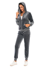 Load image into Gallery viewer, Women's Sweatsuit Zip-Up Hooded Jacket and Pants Set +