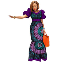 Load image into Gallery viewer, Ladies Dresses African Plus Size Puff Sleeve Dress +