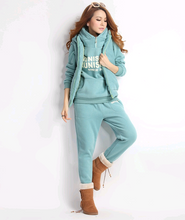 Load image into Gallery viewer, Autumn Winter Models Women's Casual Suit New Version of  Hooded Fleece Thickening Three-piece Sweater (+)
