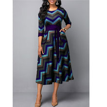 Load image into Gallery viewer, Mid-length Swing Dress Waist Belted Half Sleeve Summer Dress High Waist Light Dress +