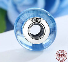 Load image into Gallery viewer, Cinderella's Blue Color Murano Glass Beads - Charm Bracelet Jewelry - 925 Sterling Silver Charm - Small Trinket for Bracelets +