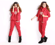 Load image into Gallery viewer, Autumn Winter Models Women's Casual Suit New Version of  Hooded Fleece Thickening Three-piece Sweater (+)