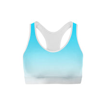 Load image into Gallery viewer, Blue White Ombre Sports Bra +