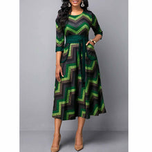 Load image into Gallery viewer, Mid-length Swing Dress Waist Belted Half Sleeve Summer Dress High Waist Light Dress +