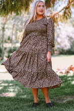 Load image into Gallery viewer, Plus Size Animal Print Smocked Tiered Dress +