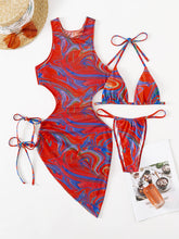 Load image into Gallery viewer, Abstract Print Tied Three-Piece Swimsuit (+)