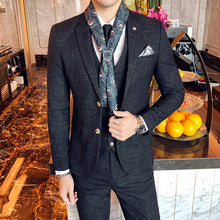 Load image into Gallery viewer, Classy Suit for Gentlemen - Slim Fit Three-piece Suit With Line Pattern - Business or Casual Men's Suit +