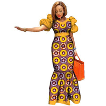 Load image into Gallery viewer, Ladies Dresses African Plus Size Puff Sleeve Dress +
