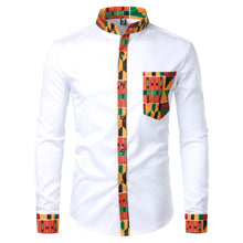 Load image into Gallery viewer, Dashiki Men's Shirt African Fashion Shirt Patchwork Pocket African Long Sleeve African Design Shirt +