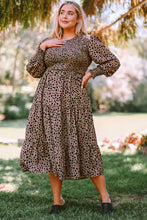 Load image into Gallery viewer, Plus Size Animal Print Smocked Tiered Dress +