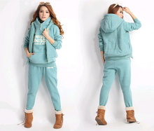 Load image into Gallery viewer, Autumn Winter Models Women's Casual Suit New Version of  Hooded Fleece Thickening Three-piece Sweater (+)