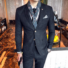 Load image into Gallery viewer, Classy Suit for Gentlemen - Slim Fit Three-piece Suit With Line Pattern - Business or Casual Men's Suit +