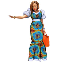 Load image into Gallery viewer, Ladies Dresses African Plus Size Puff Sleeve Dress +