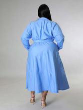 Load image into Gallery viewer, New Plus Size Women's Solid Color Long-Sleeved Shirt Dress +