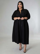 Load image into Gallery viewer, New Plus Size Women's Solid Color Long-Sleeved Shirt Dress +