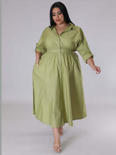 Load image into Gallery viewer, New Plus Size Women's Solid Color Long-Sleeved Shirt Dress +