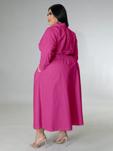 Load image into Gallery viewer, New Plus Size Women's Solid Color Long-Sleeved Shirt Dress +