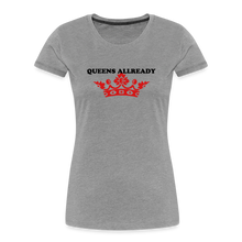 Load image into Gallery viewer, Queens T-Shirt 3D Print - Women’s Premium Organic T-Shirt - heather gray