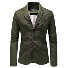 Load image into Gallery viewer, Men Single Breasted Solid Color Jacket +

