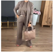 Load image into Gallery viewer, Round Neck Long Sleeve Top Belt Comfortable Blouse And Pants +
