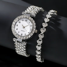 Load image into Gallery viewer, Fashion Jewelry 2pcs Luxury Fashion Women Watch Set Silver Strap Ladies Quartz Wristwatch Alloy Bracelet For Ladies Jewelry Set Clock Gift +
