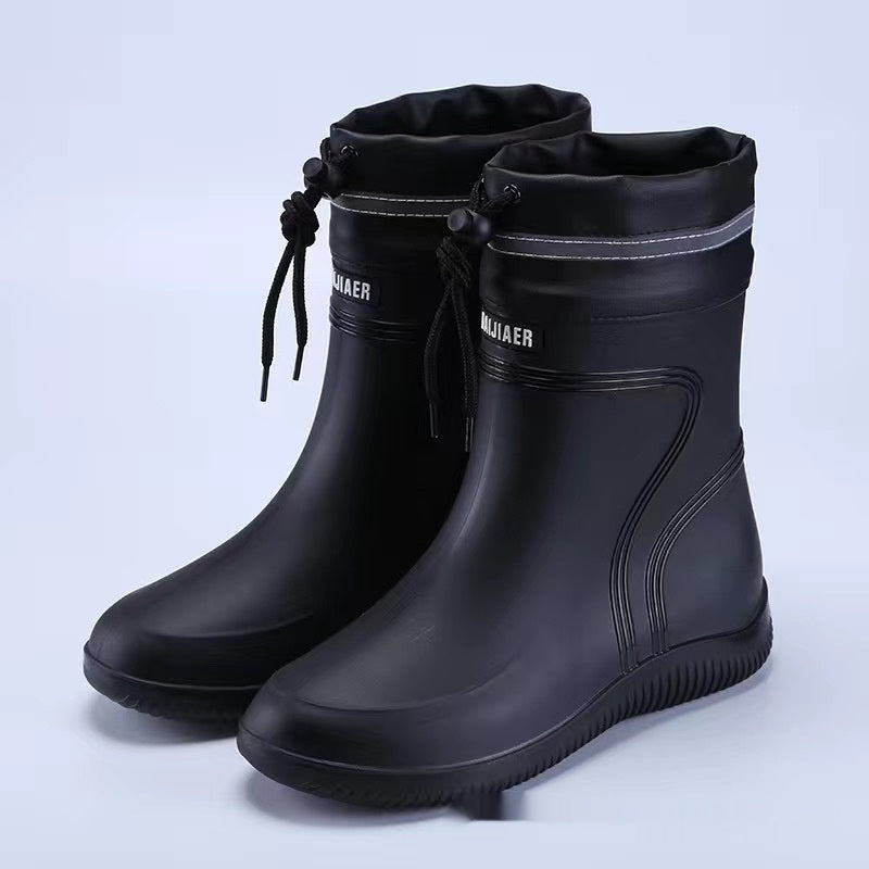 Cotton-padded Warm-keeping Fixed Velvet Rain Boots For Men And Women +