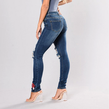 Load image into Gallery viewer, Denim Pants Women&#39;s Embroidered Skinny Jeans +
