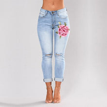 Load image into Gallery viewer, Denim Pants Women&#39;s Embroidered Skinny Jeans +
