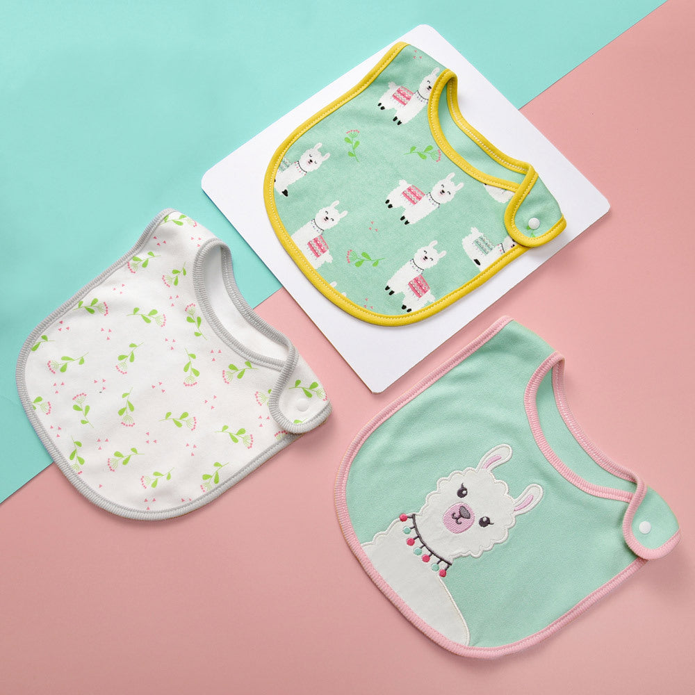 Simple Cartoon Printed Cotton Waterproof Baby Bib +