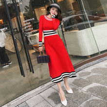 Load image into Gallery viewer, Big Red Long-sleeved Long Knit Dress Women +
