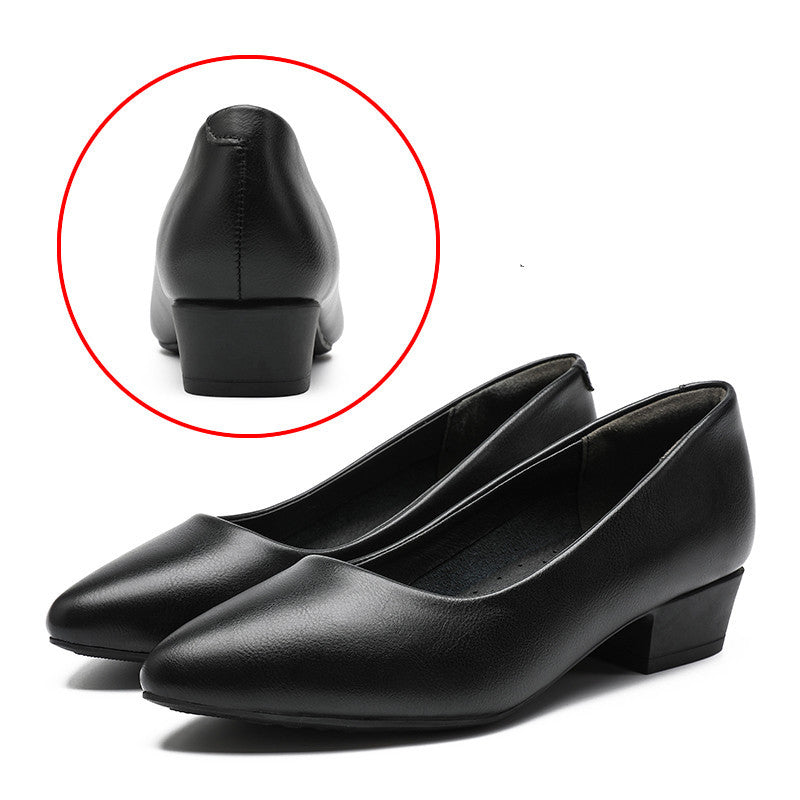 Leather Work Shoes Women Black +