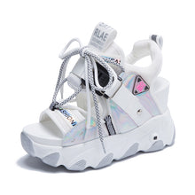 Load image into Gallery viewer, Women Chunky Platform Sandals Designers New Brand Summer Beach Casual Shoes Woman Lace Up Wedges Fashion Sandal Ladies +
