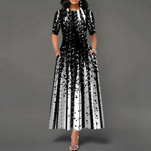 Load image into Gallery viewer, Fashion Print Round Neck Sleeve Print Dress +
