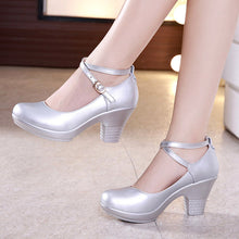 Load image into Gallery viewer, Outdoor Dance Shoes Thick-Heeled High-Heeled Mid-Heel Square Model Cheongsam Catwalk Shoes Women Chunky Heel Pumps +
