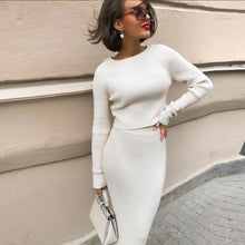 Load image into Gallery viewer, Tracksuit Women&#39;s Knitted Sweater Skirt Two Piece Set +
