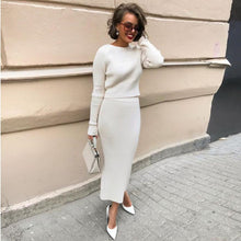 Load image into Gallery viewer, Tracksuit Women&#39;s Knitted Sweater Skirt Two Piece Set +
