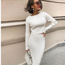 Load image into Gallery viewer, Tracksuit Women&#39;s Knitted Sweater Skirt Two Piece Set +
