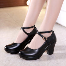Load image into Gallery viewer, Outdoor Dance Shoes Thick-Heeled High-Heeled Mid-Heel Square Model Cheongsam Catwalk Shoes Women Chunky Heel Pumps +
