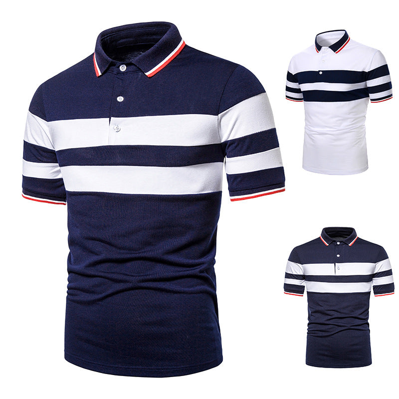 Fashion Two-color Stitching Men's Short-sleeved T-shirt +