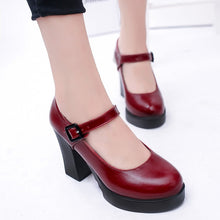 Load image into Gallery viewer, Thick Heel Waterproof Platform High Heels +
