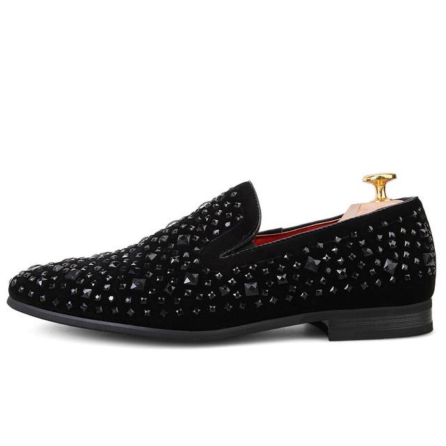 BLACK SPIKES RHINESTONES SHOES +