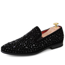 Load image into Gallery viewer, BLACK SPIKES RHINESTONES SHOES +
