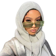 Load image into Gallery viewer, Hat Scarf Integrated Wool Knitted Drawstring Hat Women Veil Hat +
