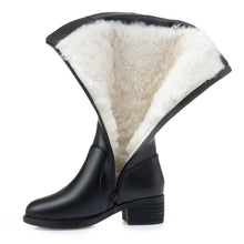 Load image into Gallery viewer, Plush Wool High Boots Women&#39;s Medium Thick Sole Leather Boots +
