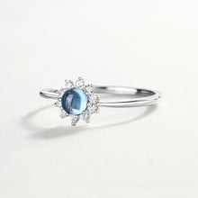 Load image into Gallery viewer, Blue Topaz Sunflower  Ring Minimalist Women's Ring +
