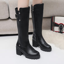 Load image into Gallery viewer, Retro Round Toe Mid-heel Thick Heel Warm Boots +
